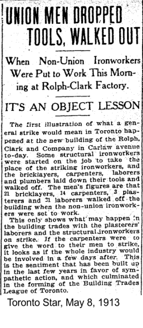 toronto-star-may-8-1913-strike-action-during-construction