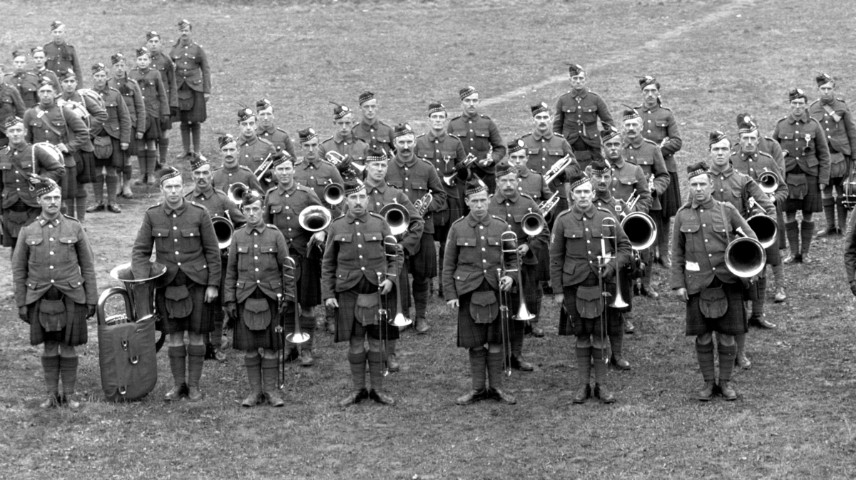 Brass Band, 92nd Battalion (48th Highlanders), C.E.F., Riverdale Camp, 1915 