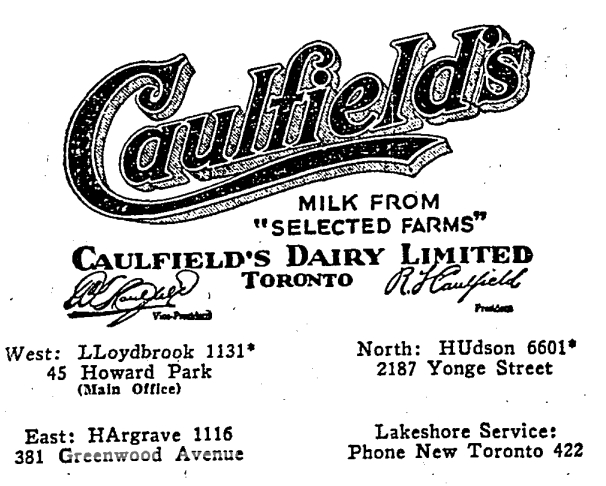 19301224TS Caulfields Dairy 381 Greenwood Ave