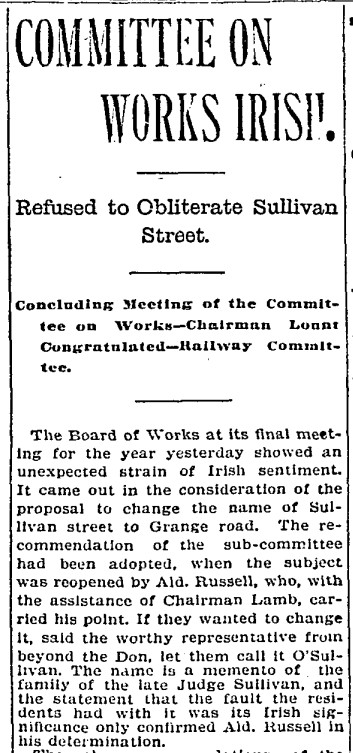 19001215 GL John Russell keep Sullivan Street name Irish