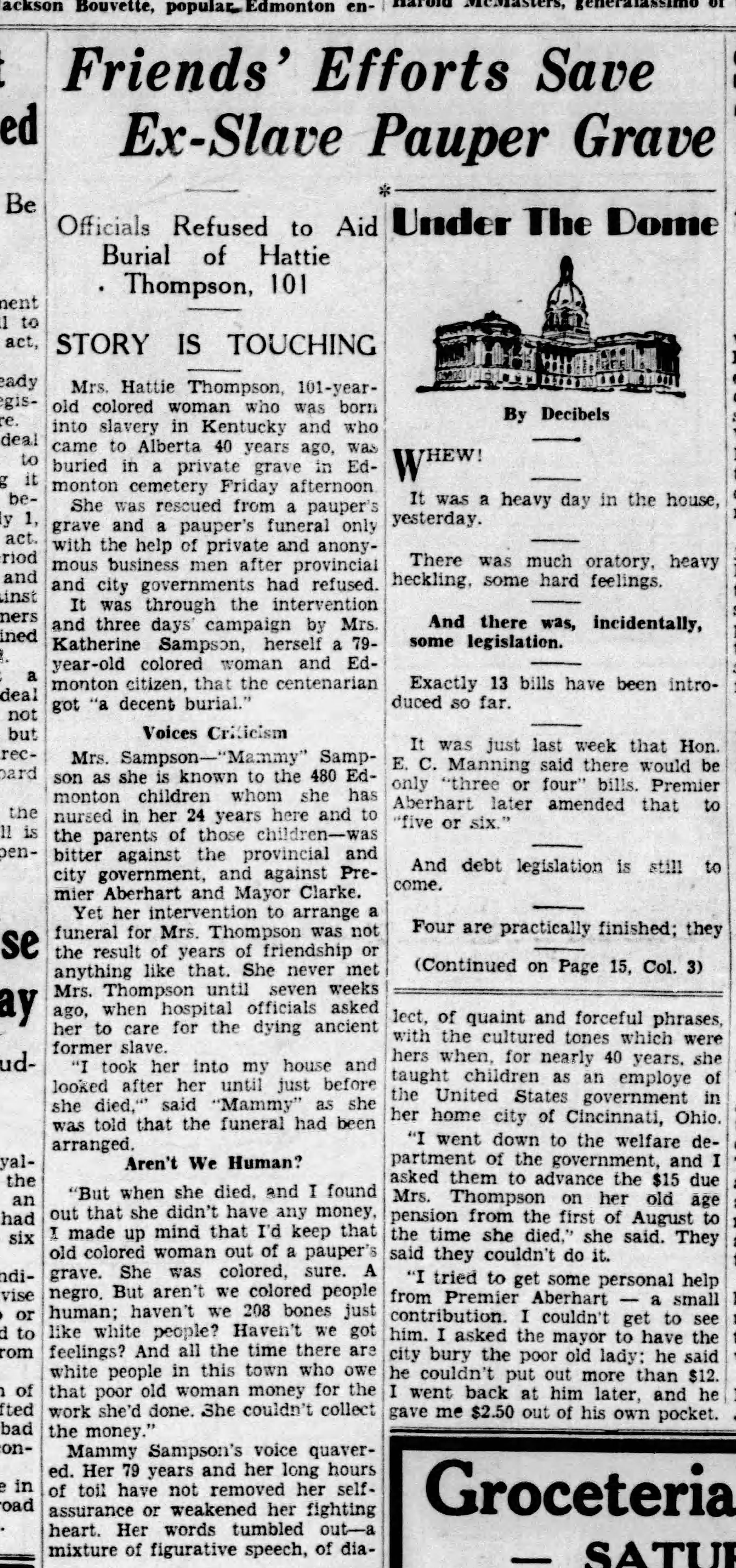 19360823 Coloured people human Mammy Sampson, Edmonton_Journal, Aug. 28, 1936